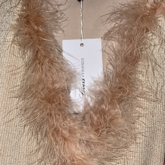 NWT Nude Mini Dress with Fur Trim - Picture 7 of 7